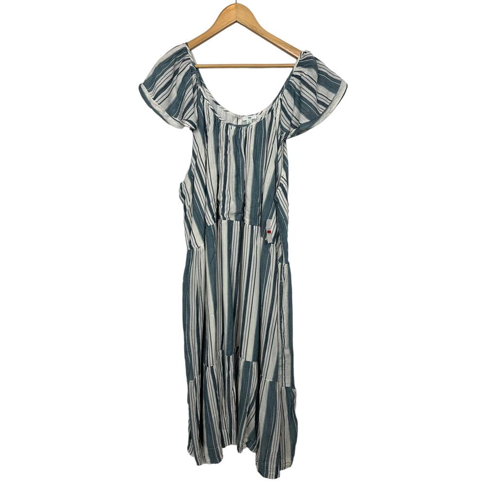 Dip Womens Blue and White Stripe Lined Sun Dress Maxi Size 3X New
